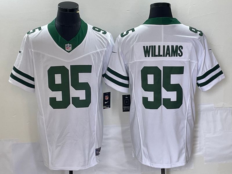 Men New York Jets #95 Williams White Nike Throwback Player Game NFL Jersey